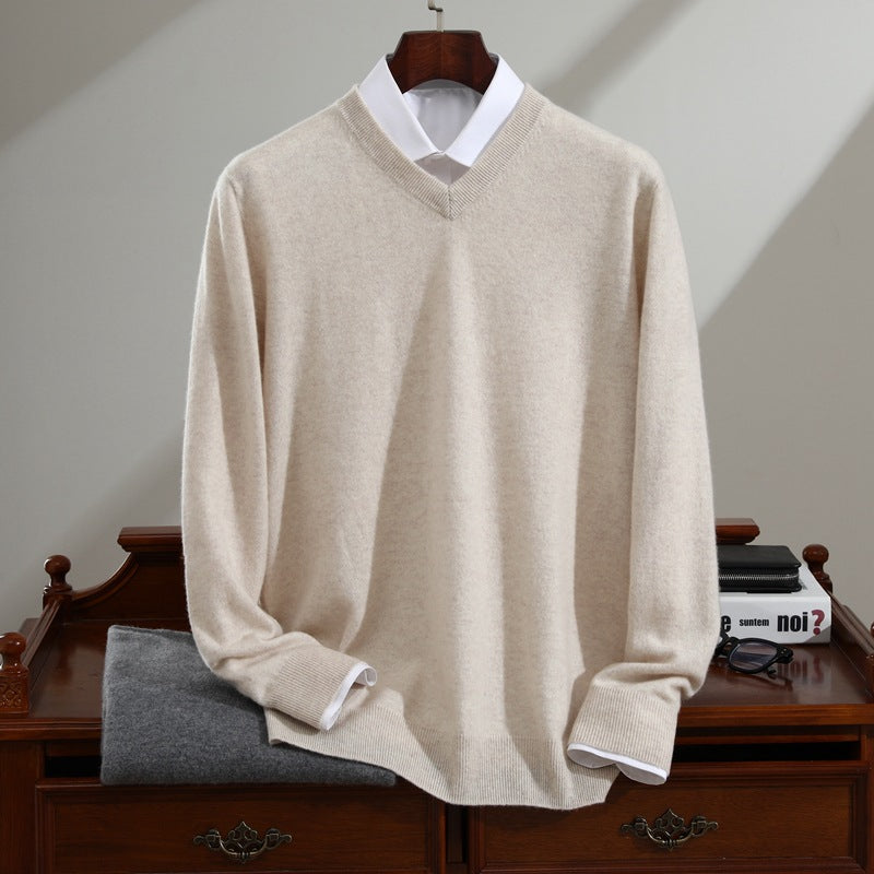 Men's Pure Cashmere Long-sleeved Knitted Base Sweater