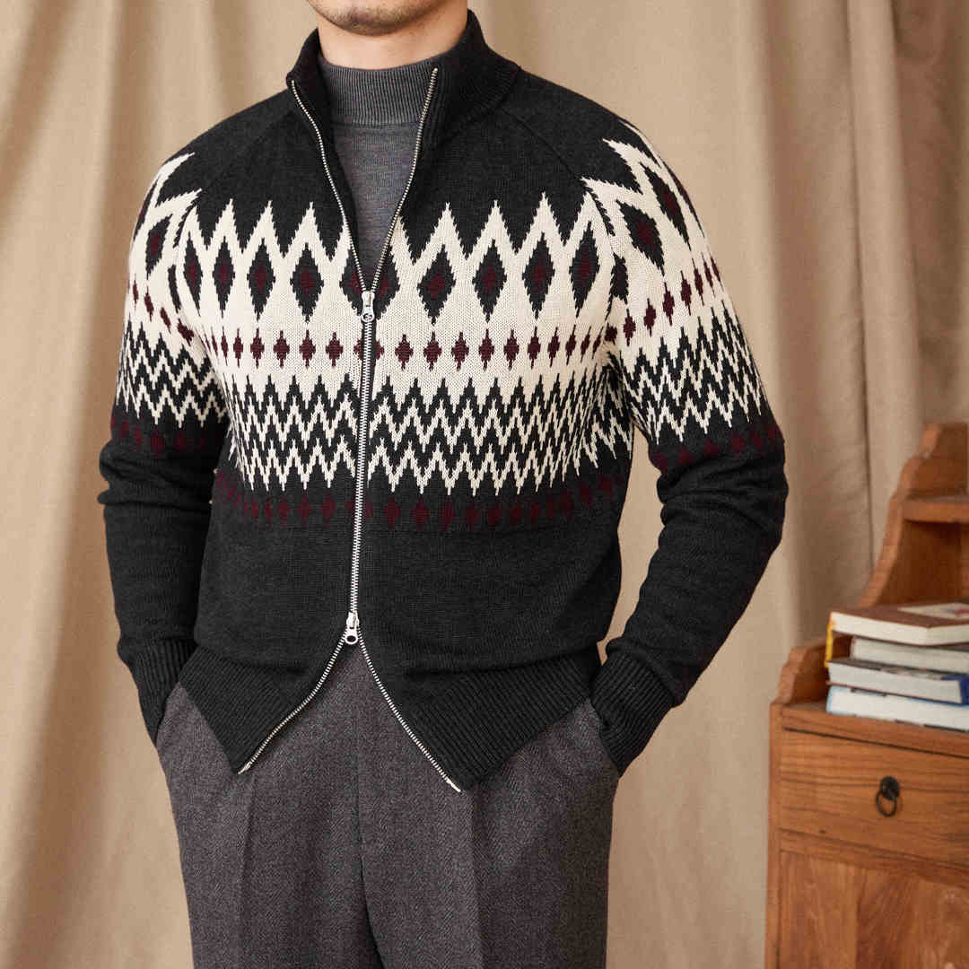 Wool Blend Ribbed Pattern Hemline sweater