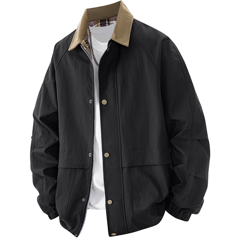 Men's Coat Plus Size Loose Jacket All-matching Lapel Top