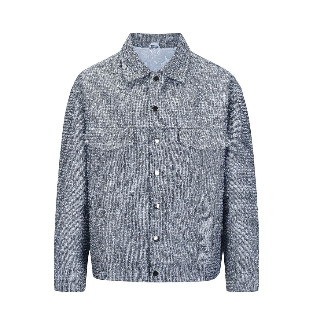 Fashion Tweed Woven Couple Casual Men's Jacket