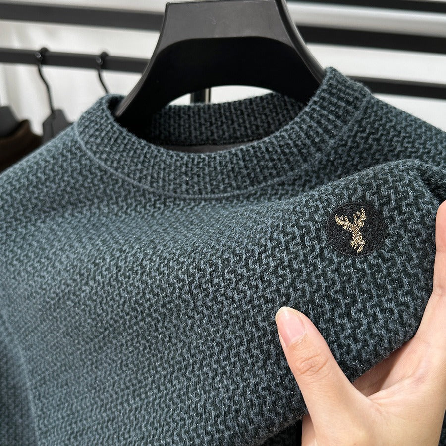 Winter Men's Thermal Round-neck Velvet Padded Sweater