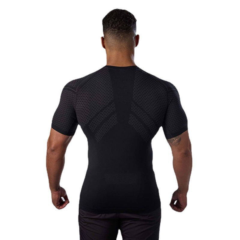 Summer Men's Solid Color Fashion Round Neck Sports Short Sleeve