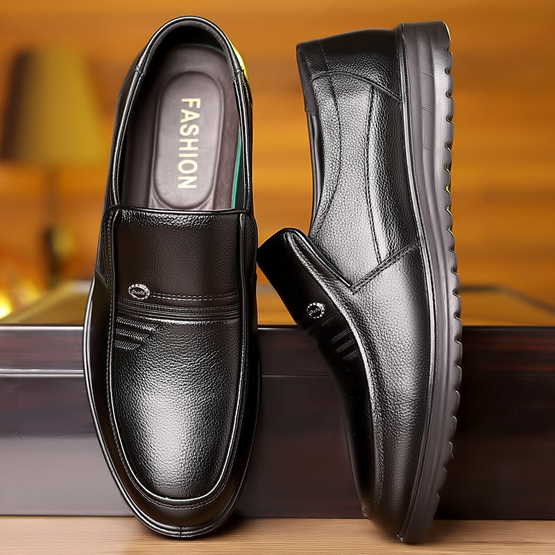 First Layer Cowhide Men's Business Casual Non-slip Soft Leather Soft Sole Shoes