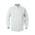 Business Linen Men's Shirt Striped Stand Collar Long Sleeve Cardigan