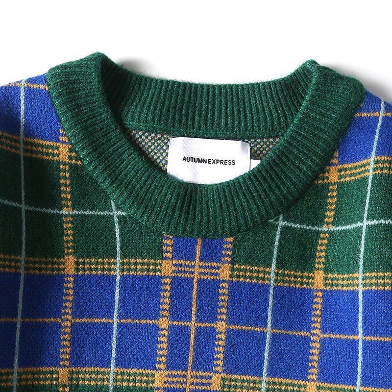 Striped Plaid Sweater Hip Hop Trend All-matching Sweater