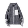 Pocket raglan sleeve stand collar sweater