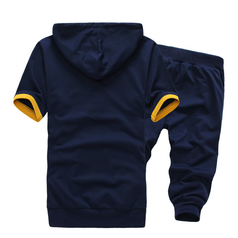 Men's hooded short sleeve sweater + shorts