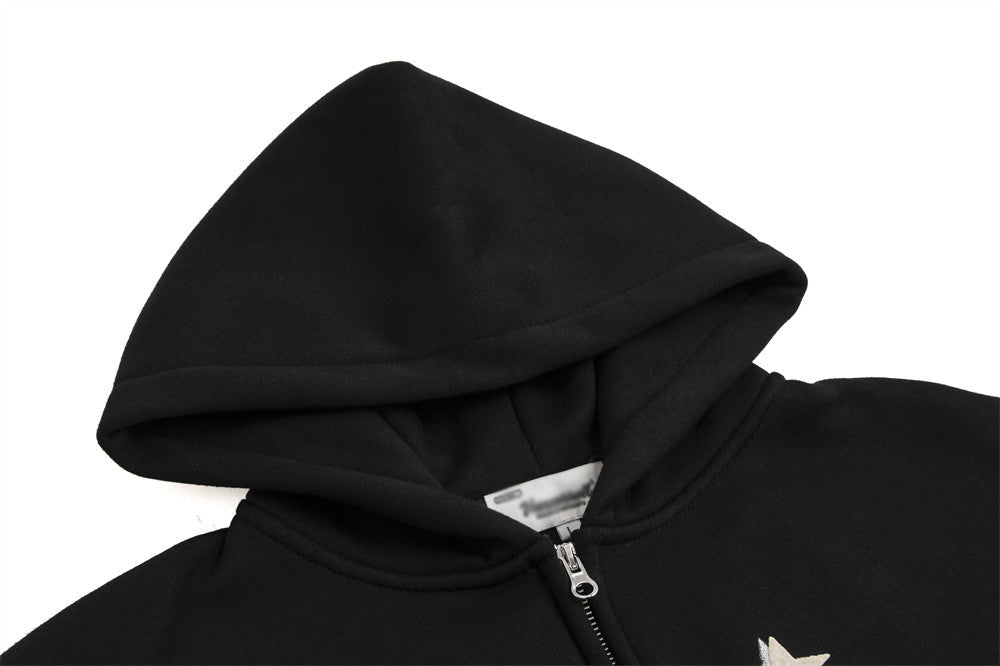 Depressed Abstract Printing Fleece Cardigan Sweater