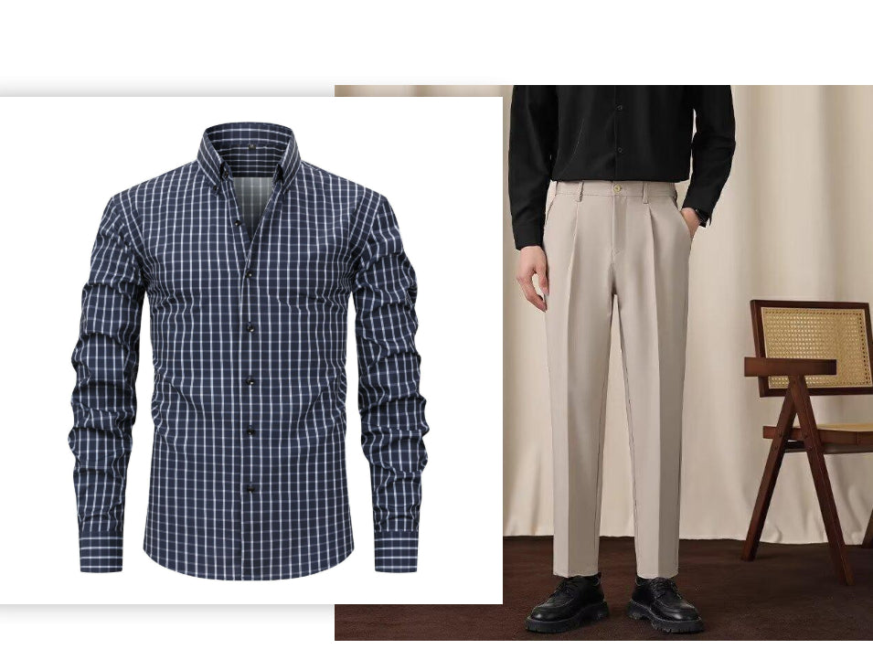 Non-ironing Anti-wrinkle Business Casual Striped Long-sleeved Men's Shirt