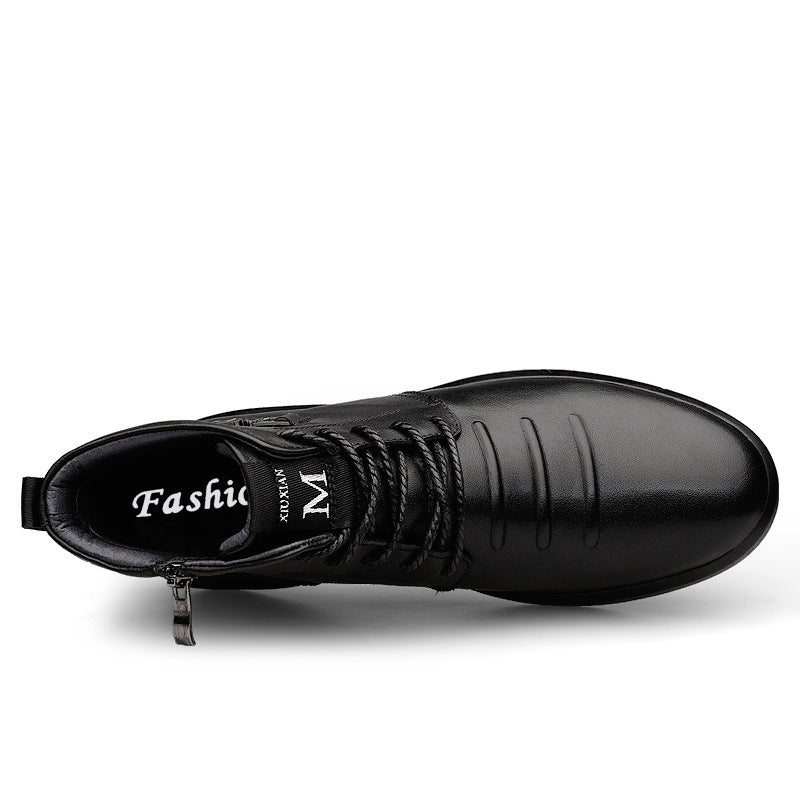 Men's Stitched Flat Heel Front Lace-Up Martin Boots