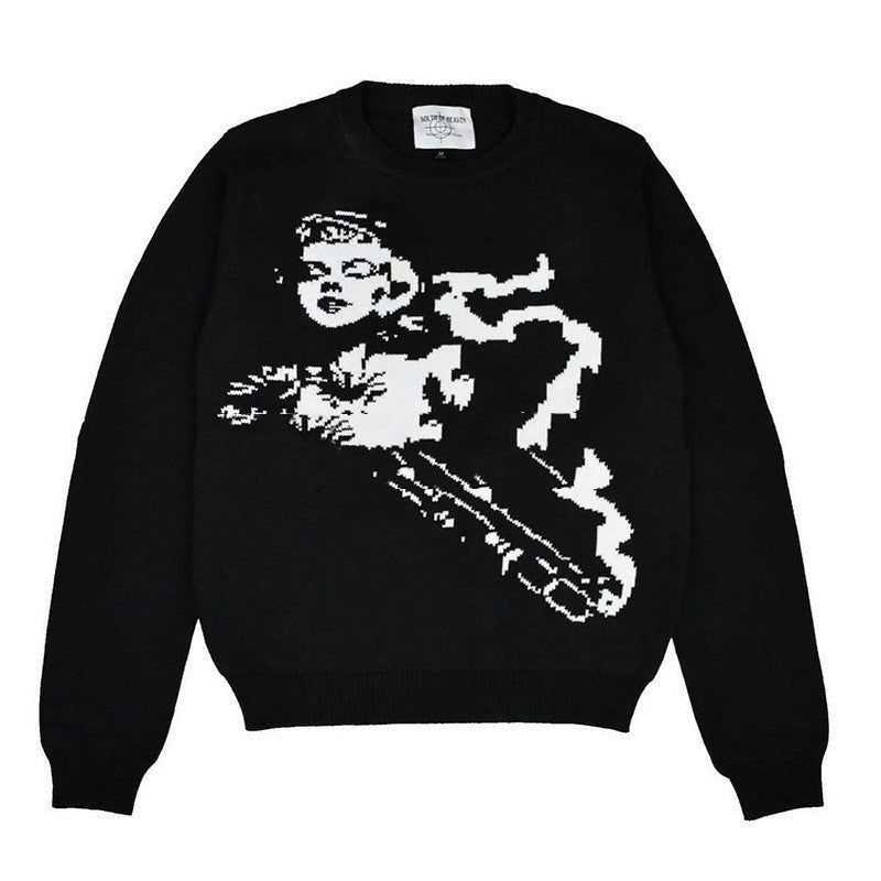 Women's Sweater Top Jacket Harajuku Knit Long Sleeve