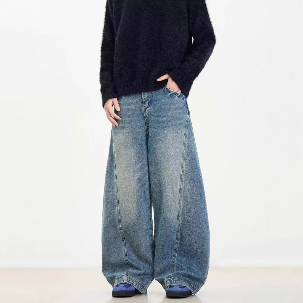 American Retro Washed Distressed Machete Design Jeans