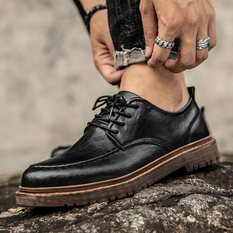 Tooling Casual Leather Shoes All-matching British Leather Shoes