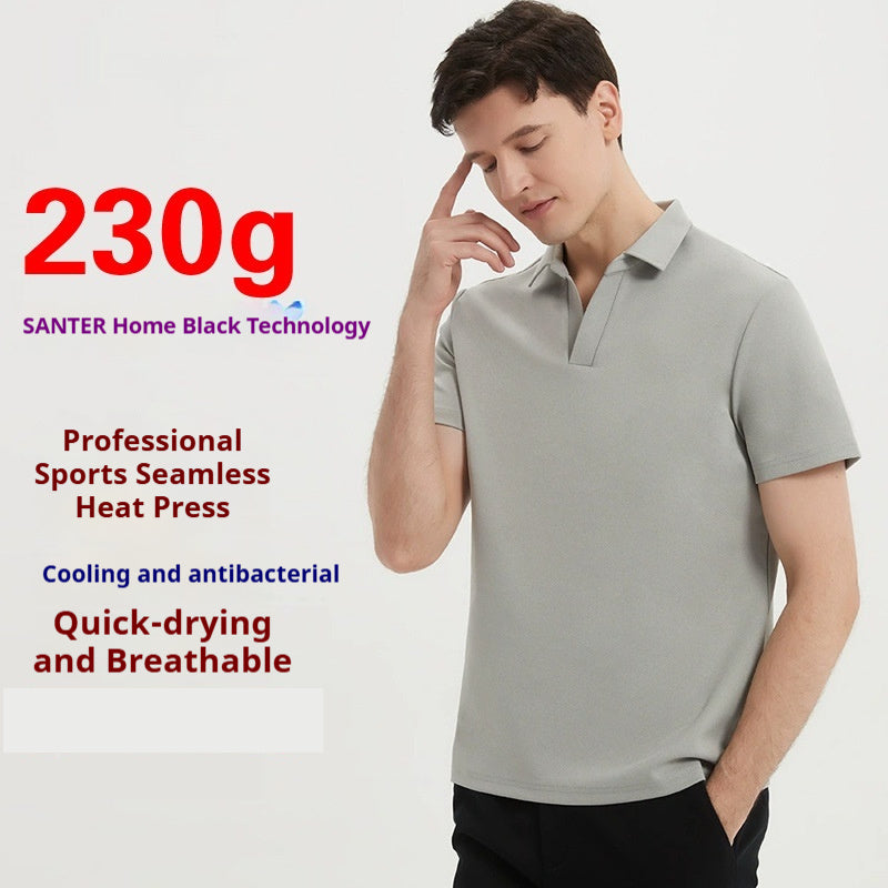 Collar Sports Seamless Polo Shirt Men's T-shirt Antibacterial Breathable Quick-drying Lapel Short Sleeve