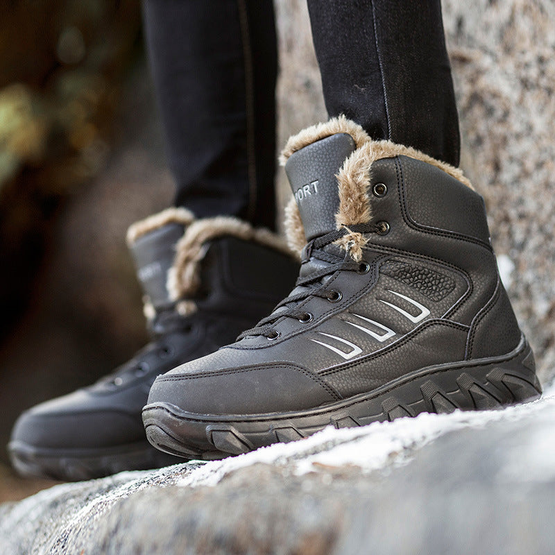 Outdoor Men's Warm Thick High-top Cotton Shoes