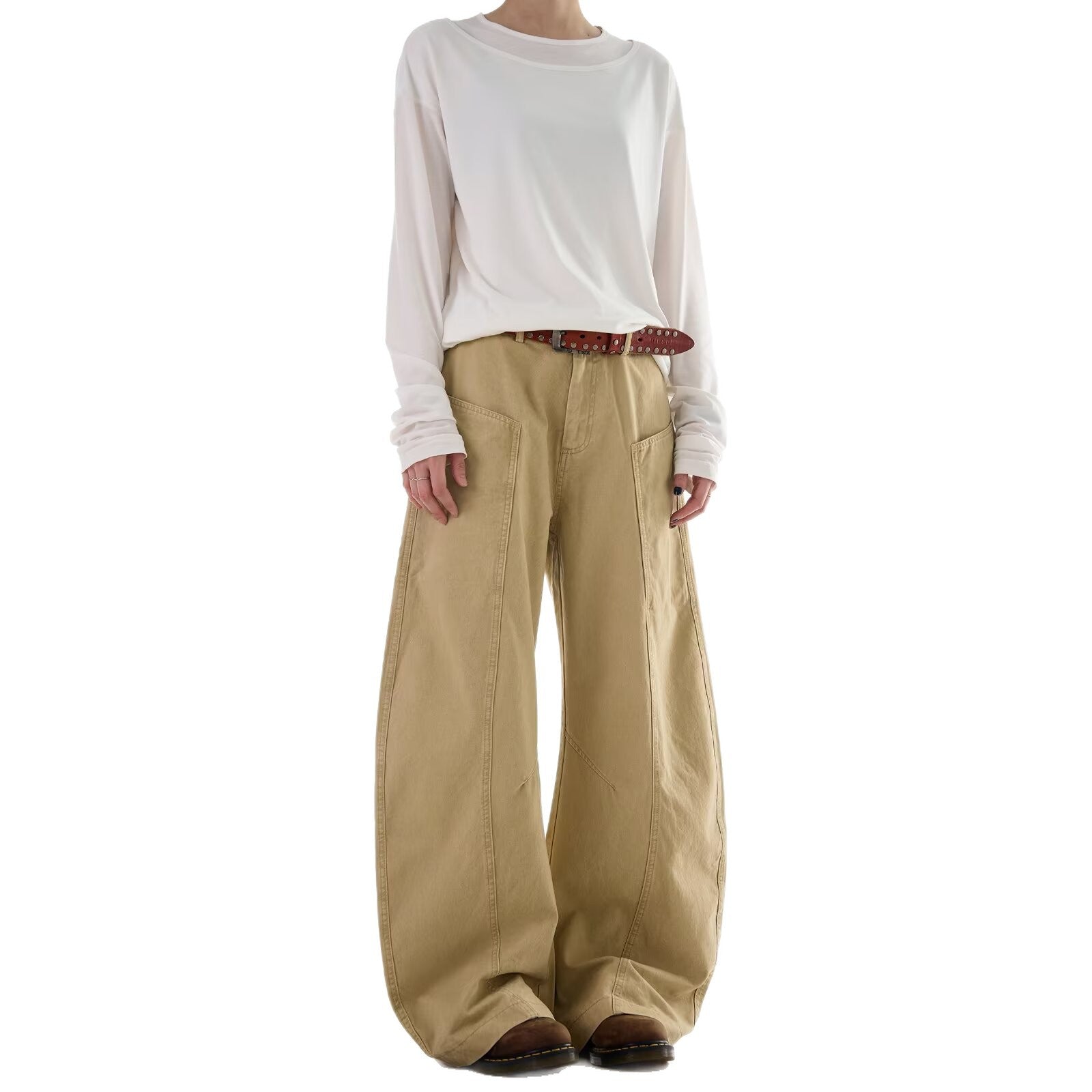 Simple Curved-slash Pants For Men And Women