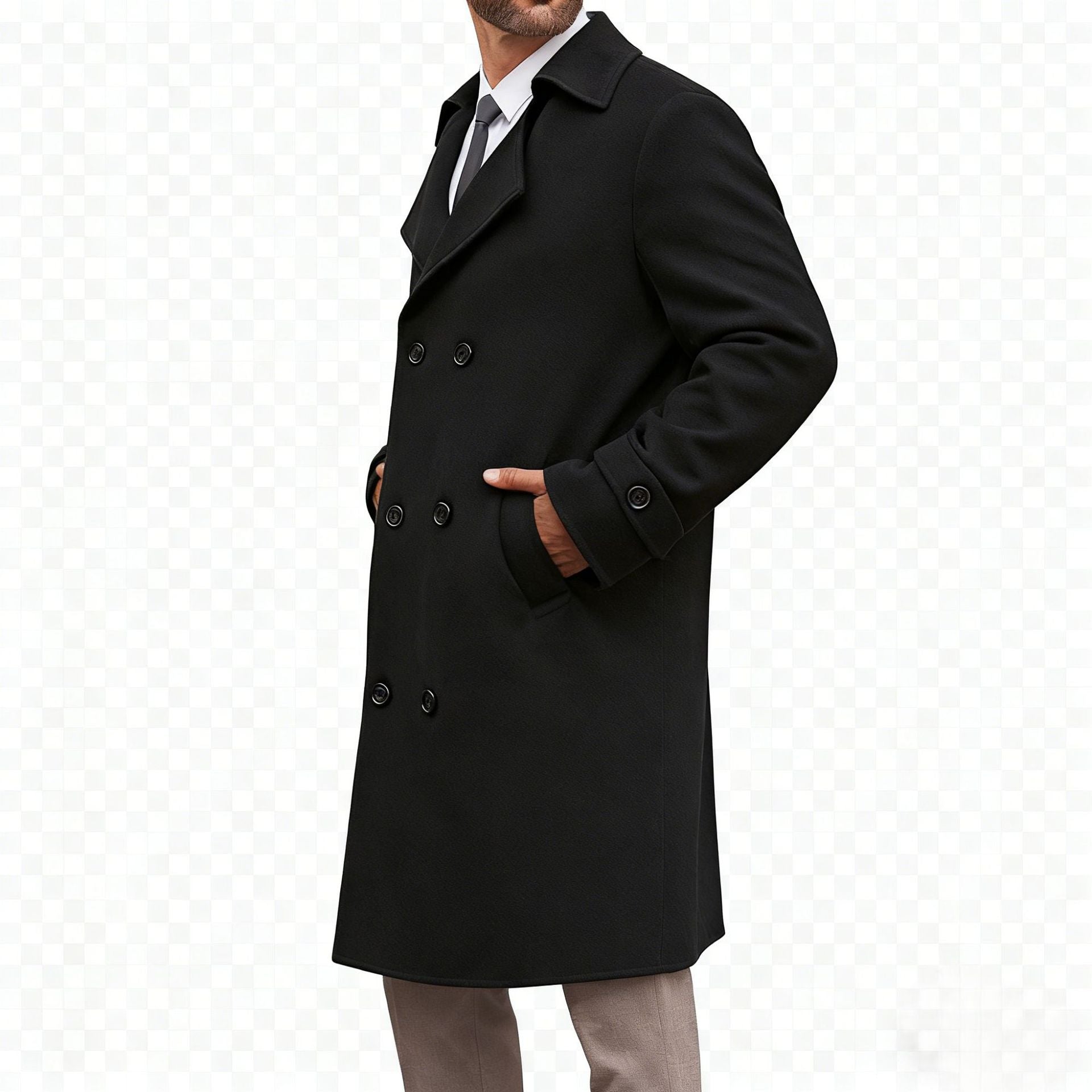 Cotton-padded Wool Coat Fashionable Lapel Wool Outerwear