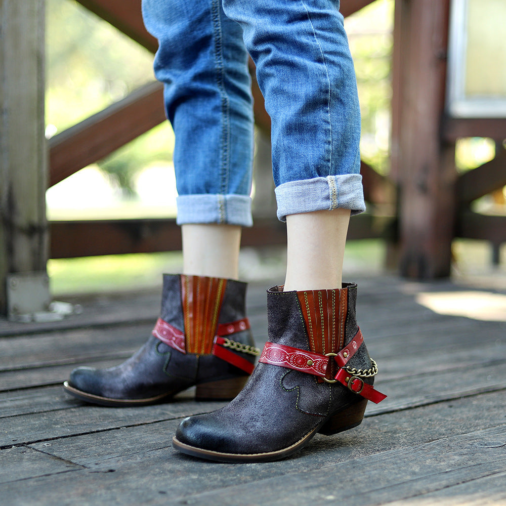 American Fashion Handmade Frosted Cowboy Boots And Ankle Women's Boots