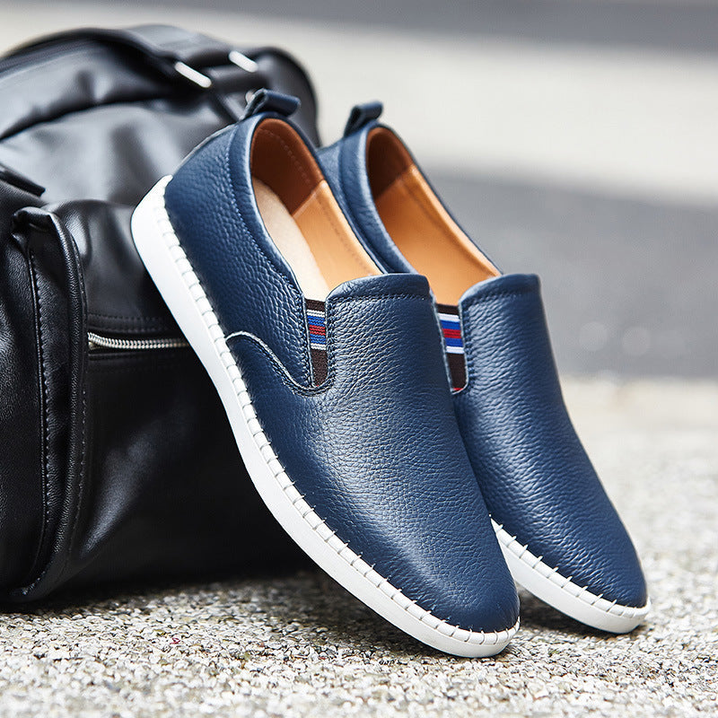 Spring And Autumn Men's Casual Cowhide Flat Sneakers