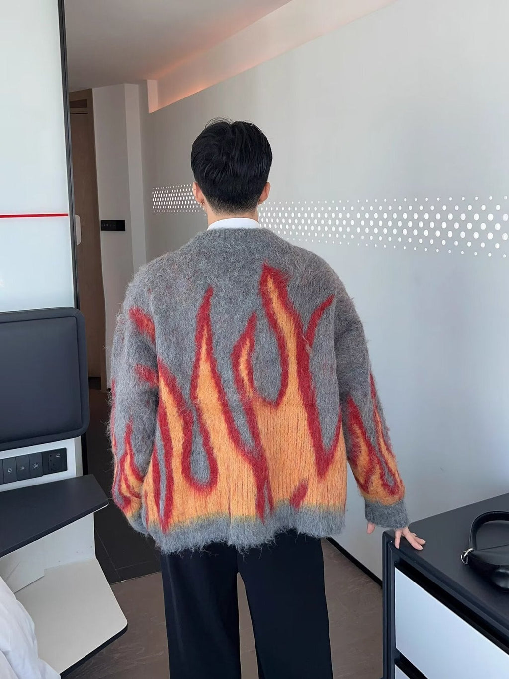Mohair Knitted Cardigan Sweater For Men And Women