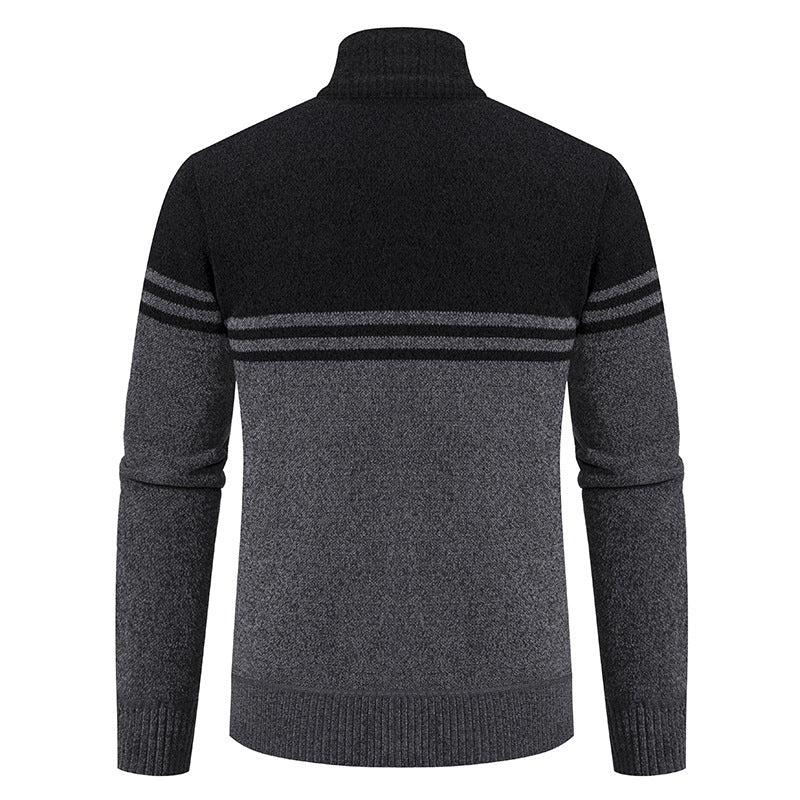 Men's Mixed Color Stripe Series Stand Collar Business Style