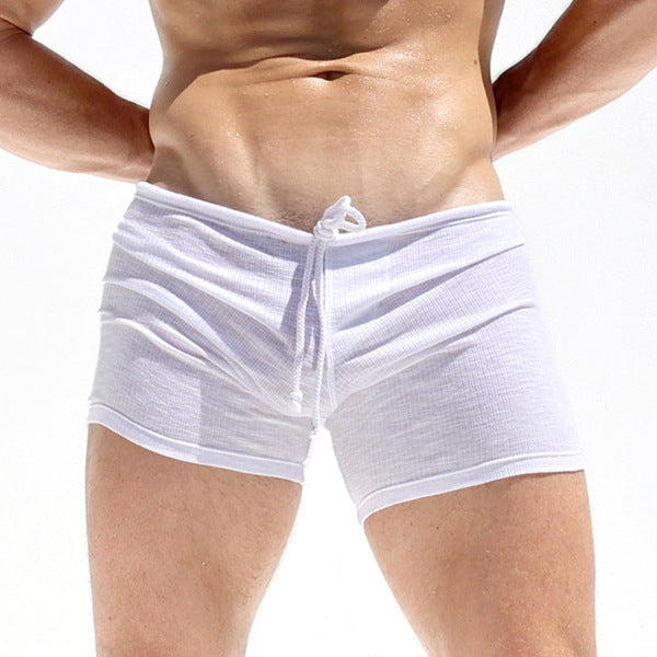Men's Fitness Tight Lace-up Striped Shorts
