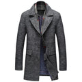 Men Casual Woolen trench Coat With Scarf