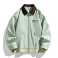 Contrast Color Washed Polo Collar Jacket Men