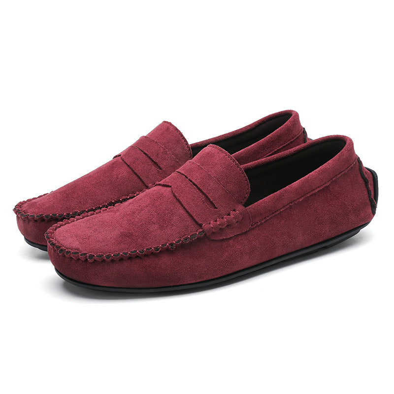 Hand-stitched Men's Beanie Shoes Velvet Leather Handmade