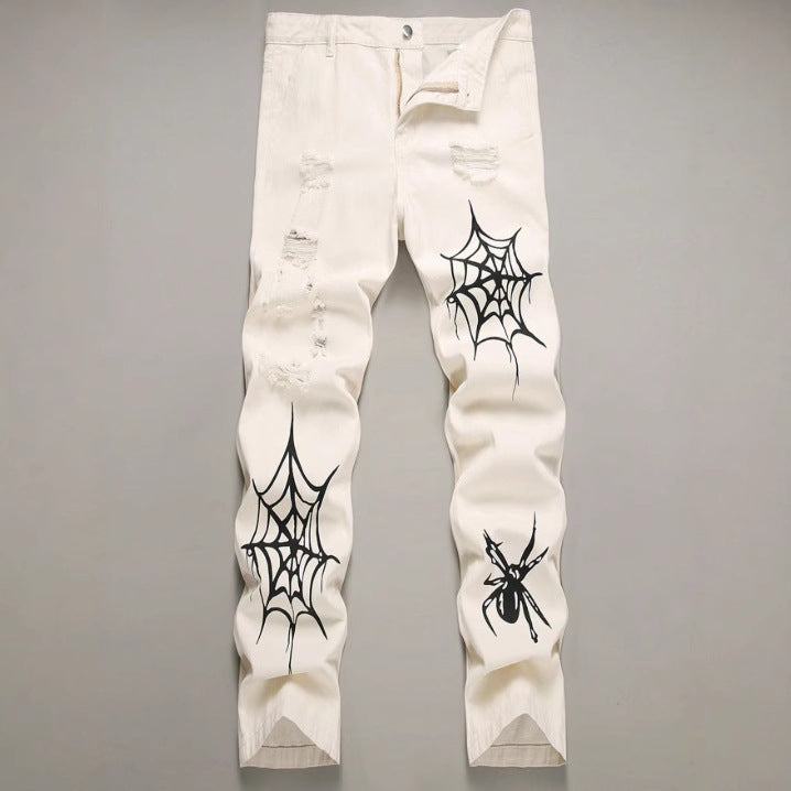 High Street Vibe Style Loose Straight Wide Leg Pants American Spider