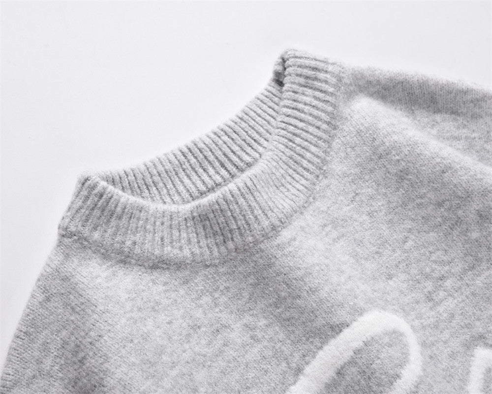 Autumn And Winter Embroidered Letter Crew Neck Sweater Fashion Brand Men's Clothing