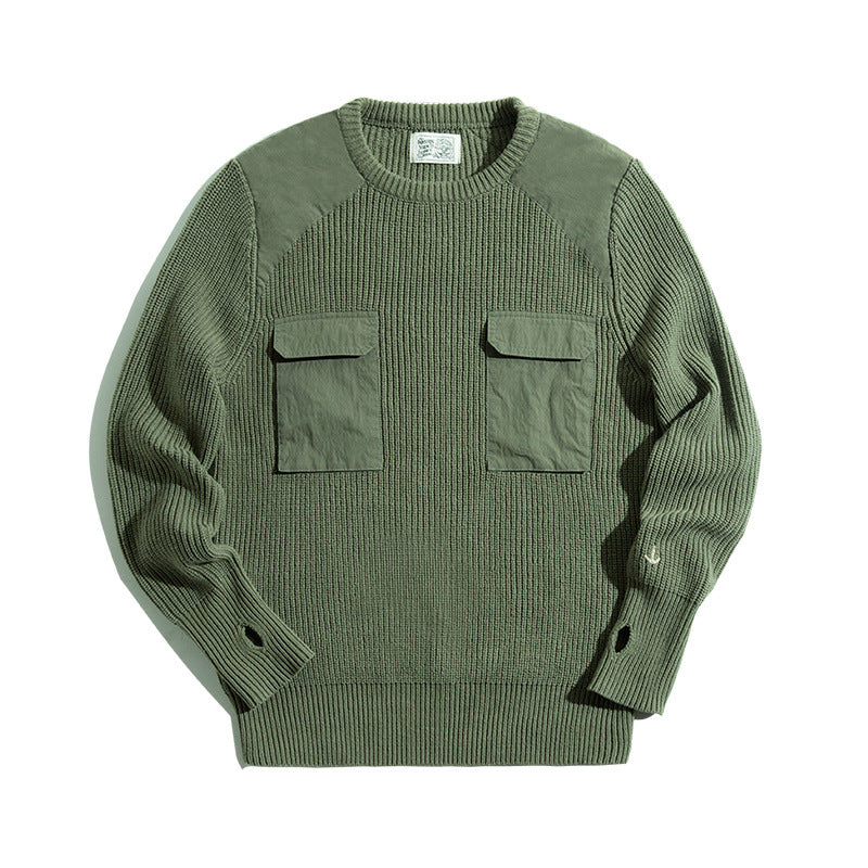 Retro Commando Outdoor Army Green Sweater