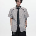 Men's Diamond Tie Dual-color Patchwork Striped Shirt