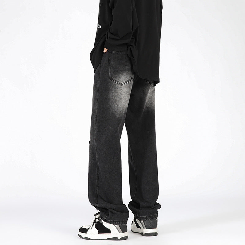 Men's Retro Patchwork Beaded Loose Jeans