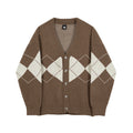 Diamond Check Color Contrast Cardigan Men's Long-sleeved Sweater