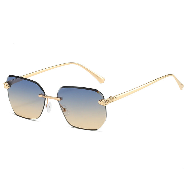 Frameless Trimming Leopard Head Sunglasses