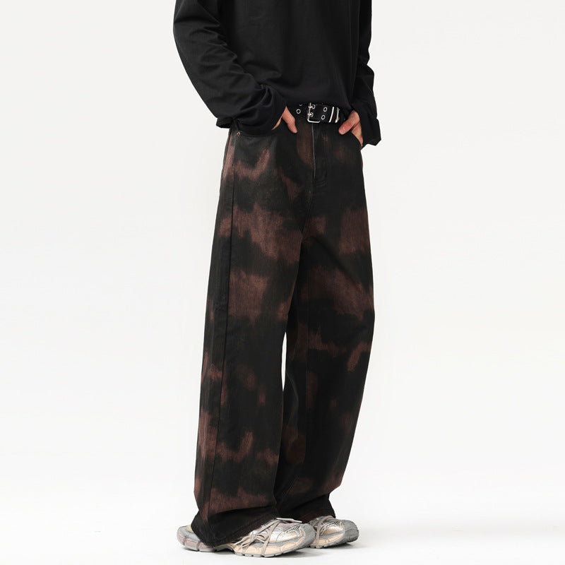 LKTM Men's American Retro Tie-dye Camouflage Printing Casual Pants