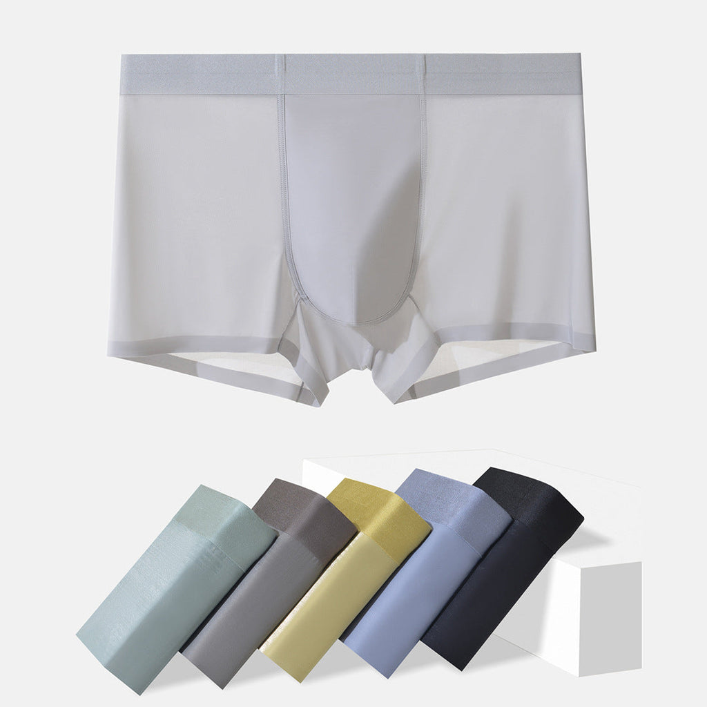 20D Nylon Seamless Quick-drying Boxer Briefs In Ice Silk Fabric