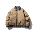 Plaid Reversible Cotton Coat Retro Casual Polo Collar Cotton-padded Jacket
