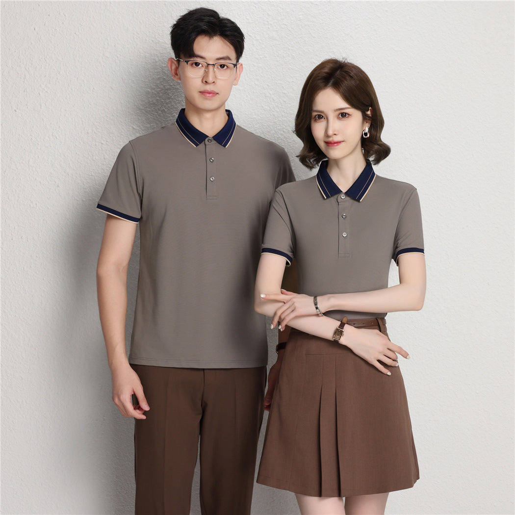 Ice Ion Mercerized Pearl Cotton Color Matching Collar Polo Shirt For Men And Women