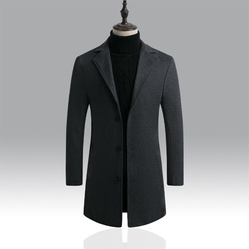 men's Korean style slim woolen trench coat