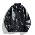 Embroidery New Men's PU Leather Coat