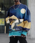 Digital Printing Loose Casual Trend Round Neck Long Sleeve Sweater