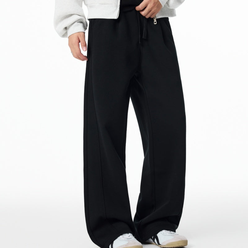 Loose Casual Fleece-lined Sweatpants For Autumn And Winter Straight-leg Sports