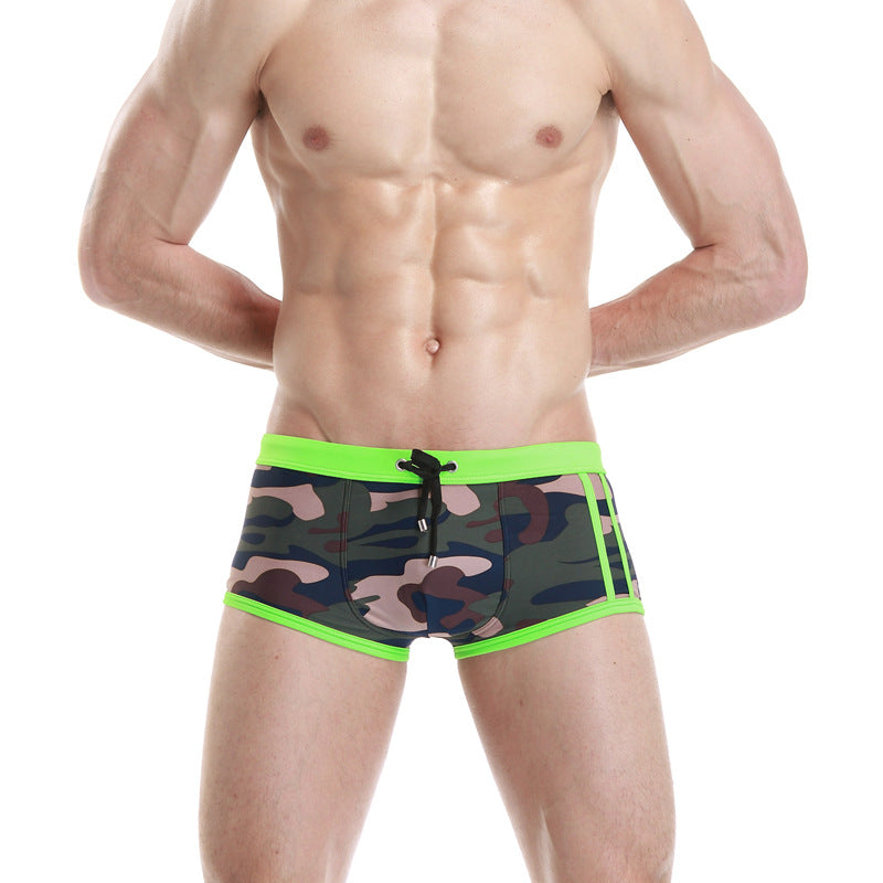 Men's Fashion Light Breathable Low Waist Camouflage Swimming Trunks
