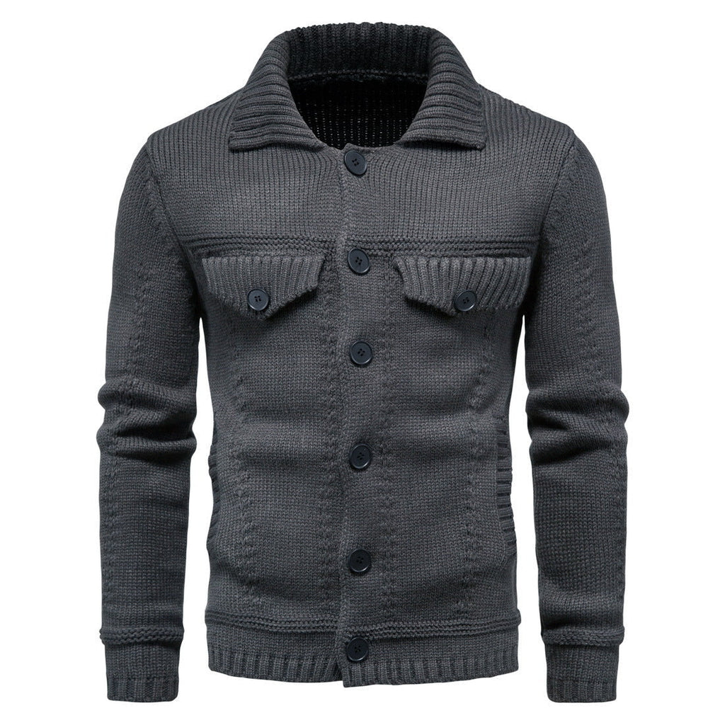 Men's Casual Knitwear Lapel Tooling Cardigan Sweater