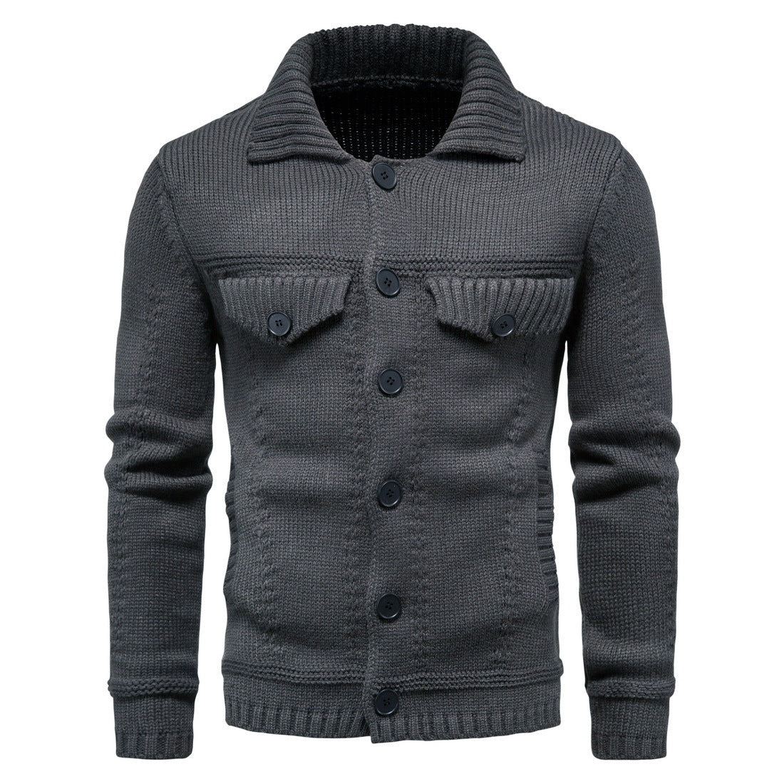 Men's Casual Knitwear Lapel Tooling Cardigan Sweater