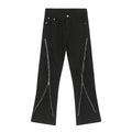 Street Dark Loose Slightly Flared Jeans Zipper Design Men's Pants