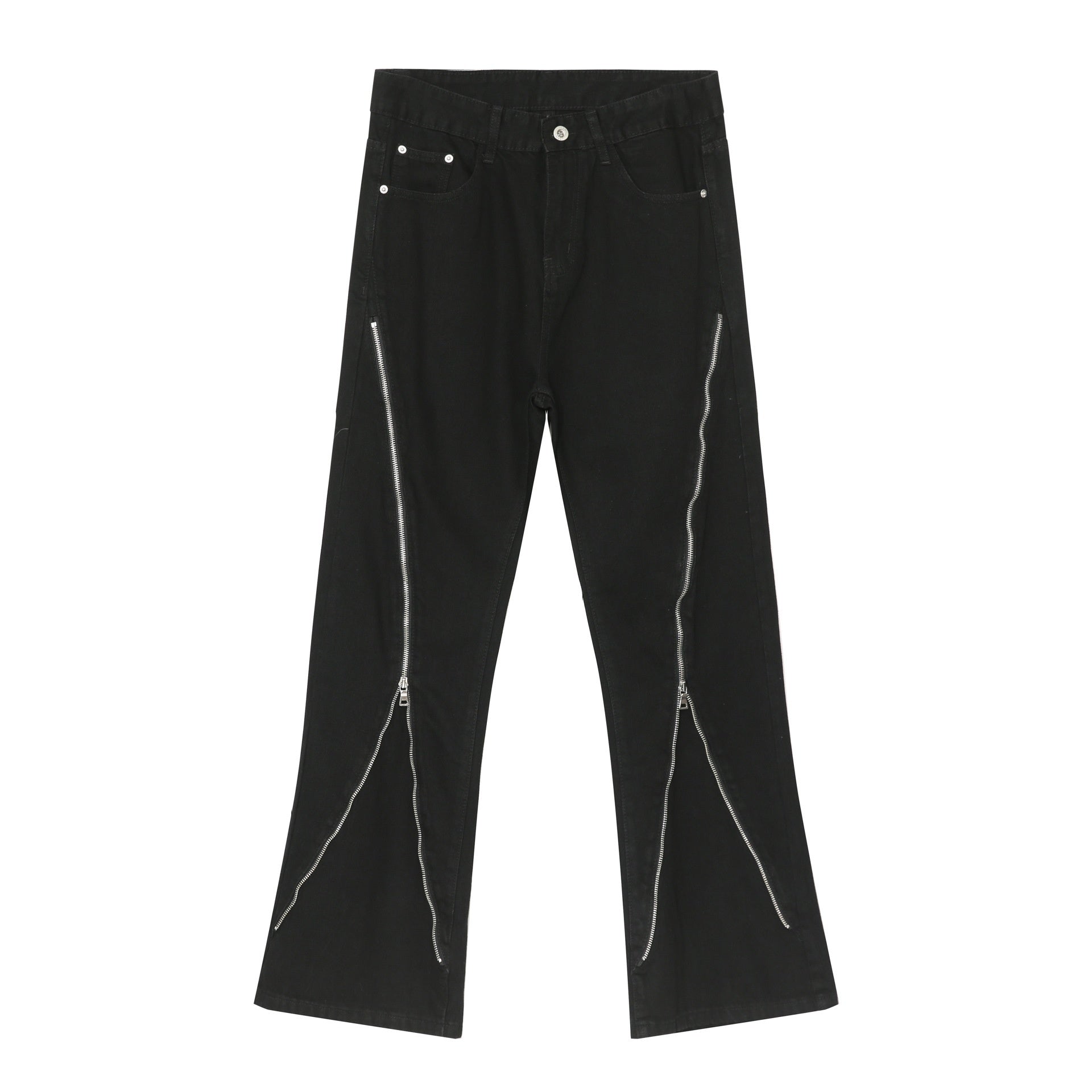 Street Dark Loose Slightly Flared Jeans Zipper Design Men's Pants