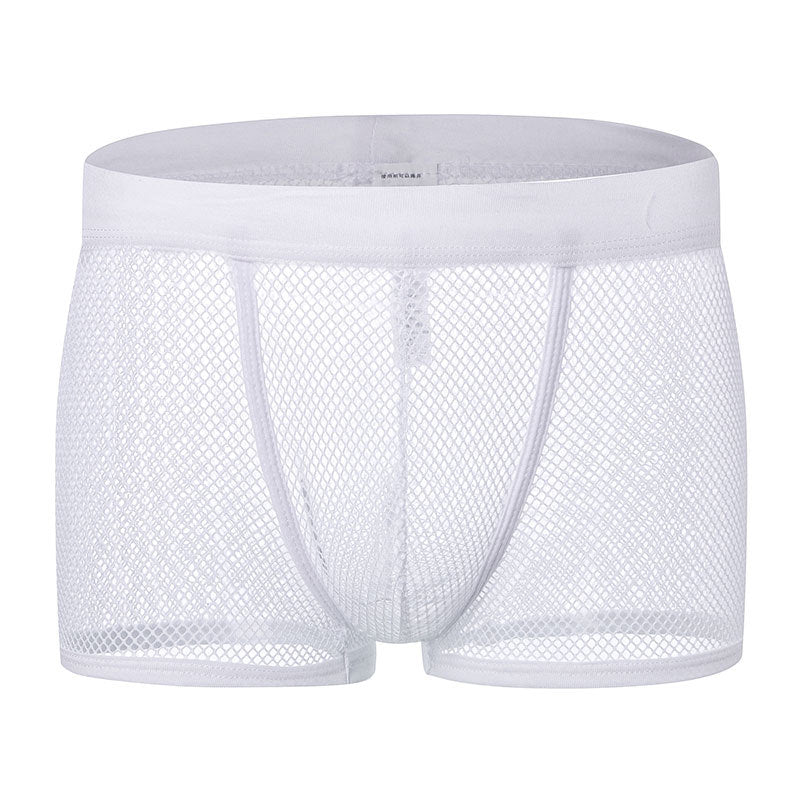 Hollow-out Boxer Transparent Four-corner Low Waisted Shorts